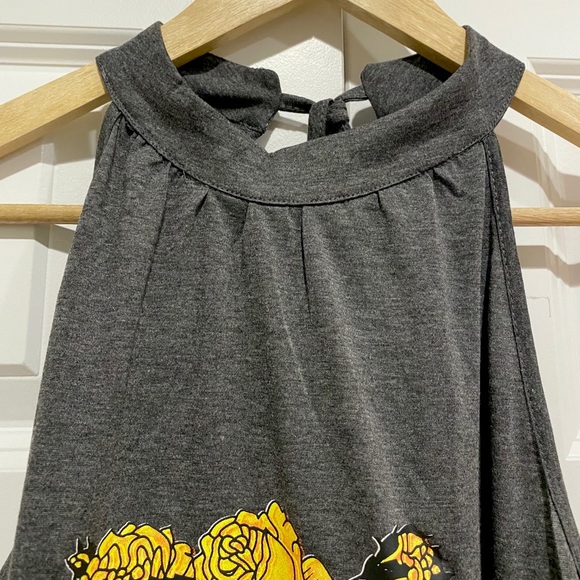 Skull & Roses Maxi Dress NEW Charcoal Gray - Picture 8 of 12